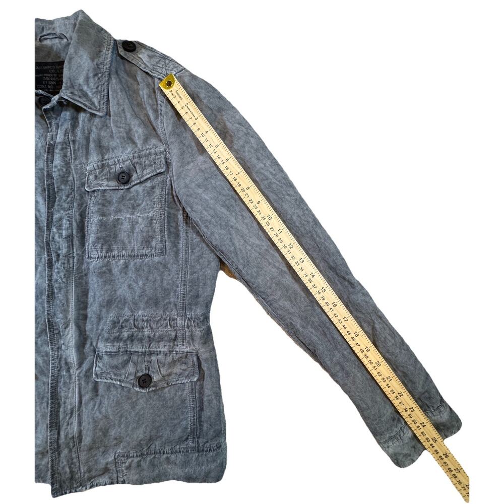 AllSaints Spitalfields Mens Gray Military Field Jacket Drawstring Waist size M - Picture 7 of 15